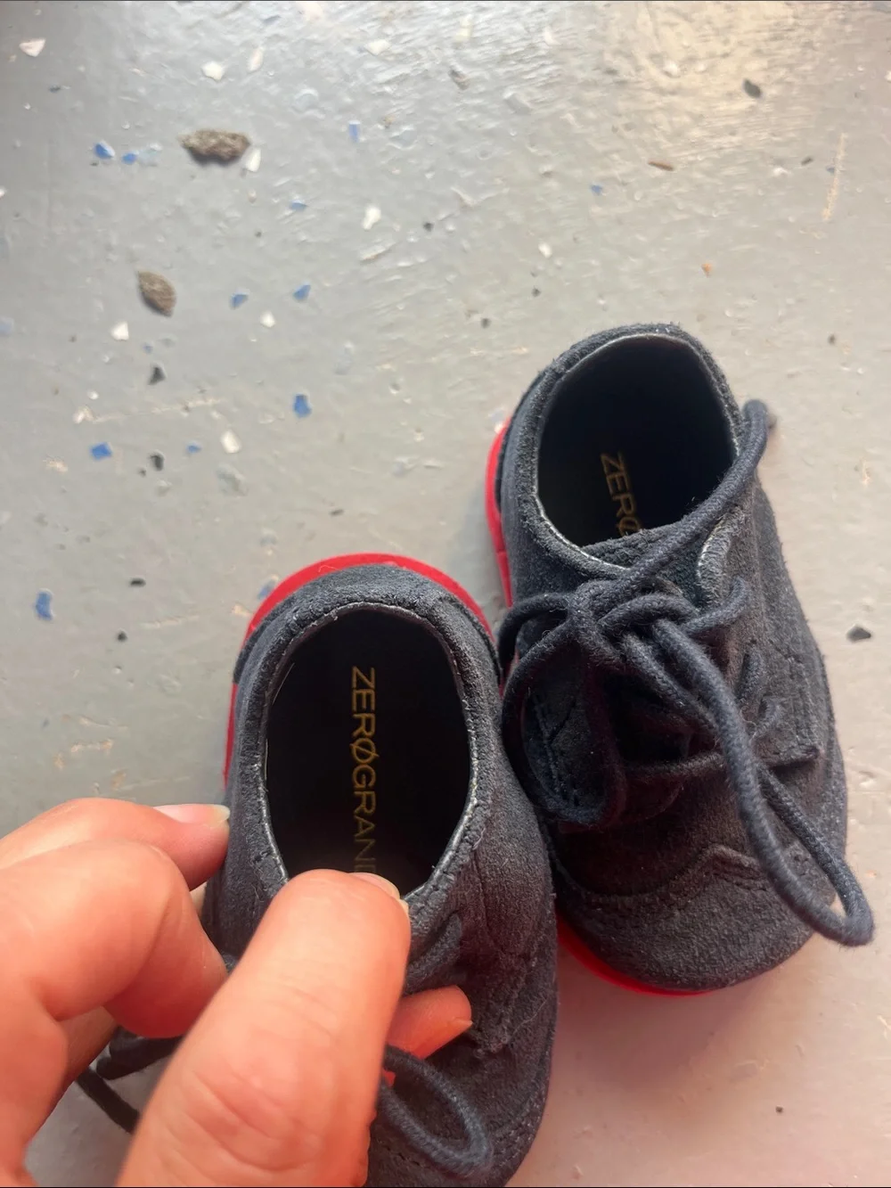Cole Haan Baby Zerogrand Navy Suede Dress Shoes with Red Soles